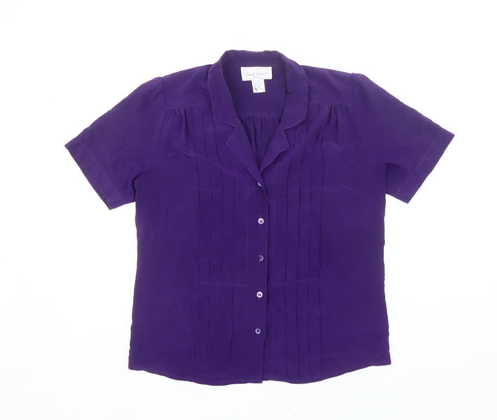 Claude Bennett Women’s Purple Petite Blouse Size 6 Short Sleeve
