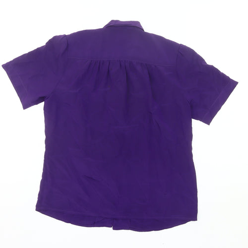 Claude Bennett Women’s Purple Petite Blouse Size 6 Short Sleeve