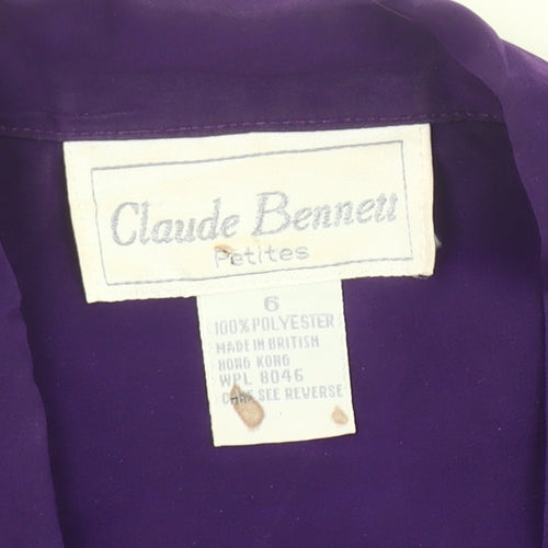 Claude Bennett Women’s Purple Petite Blouse Size 6 Short Sleeve