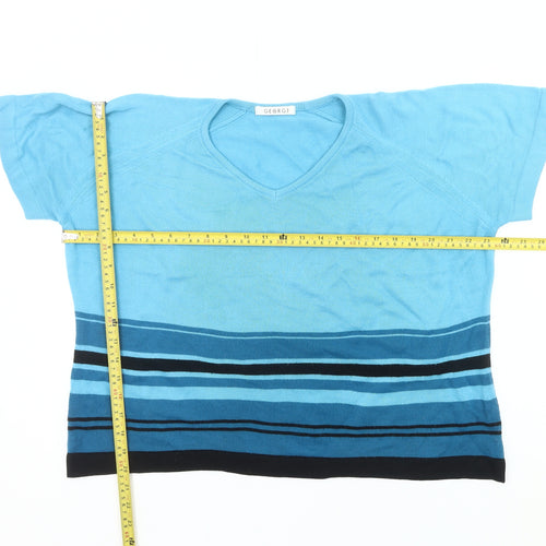 George Women’s Blue Striped V-Neck Short Sleeve Pullover Jumper Size 18