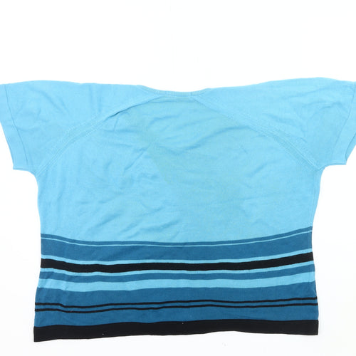 George Women’s Blue Striped V-Neck Short Sleeve Pullover Jumper Size 18