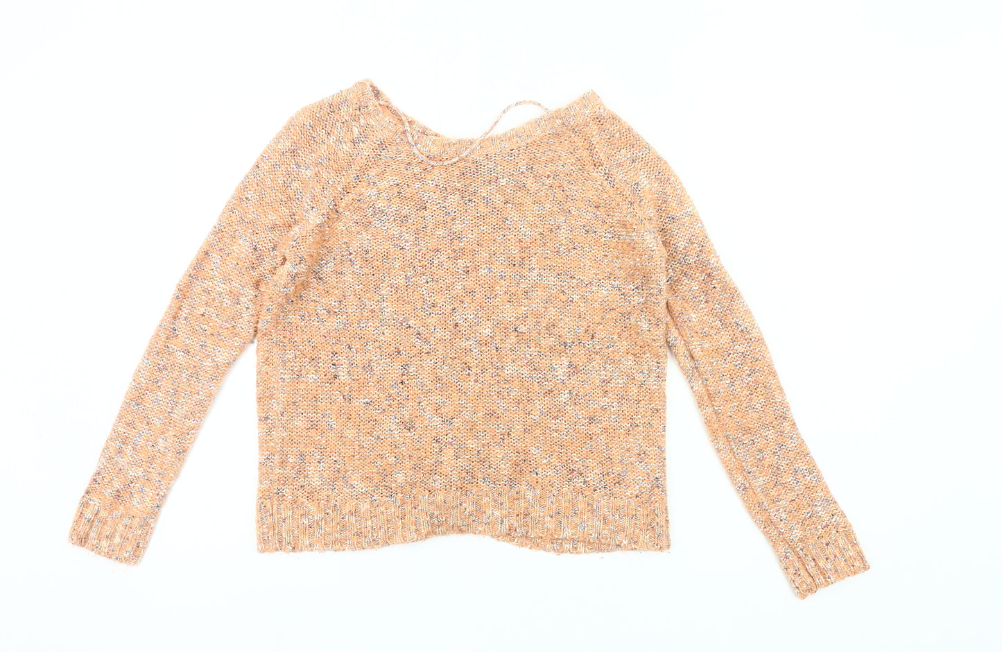 Vero Moda Womens Orange Chunky Knit Jumper XS Scoop Neck Long Sleeve