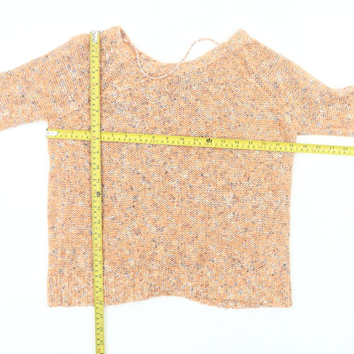 Vero Moda Womens Orange Chunky Knit Jumper XS Scoop Neck Long Sleeve