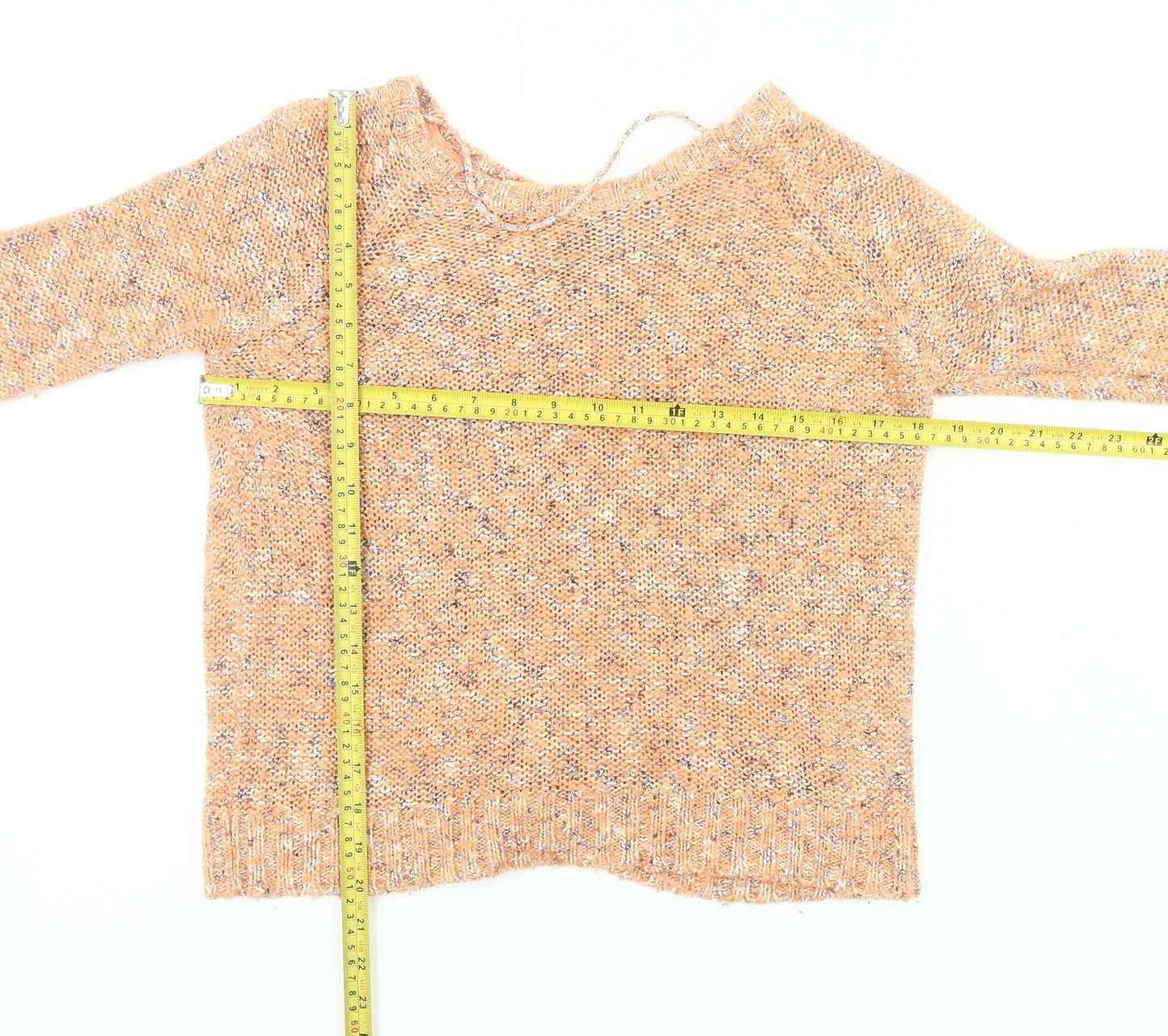 Vero Moda Womens Orange Chunky Knit Jumper XS Scoop Neck Long Sleeve