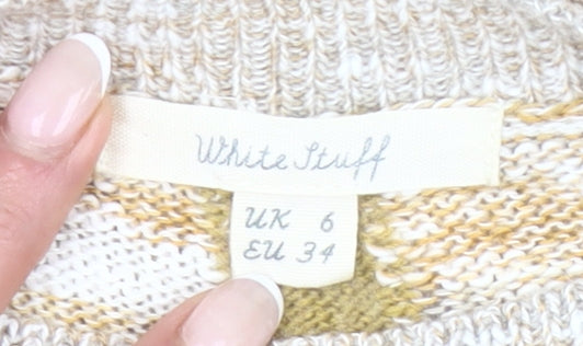 White Stuff Women’s Multicoloured Knit Jumper UK 6 Crew Neck Pullover