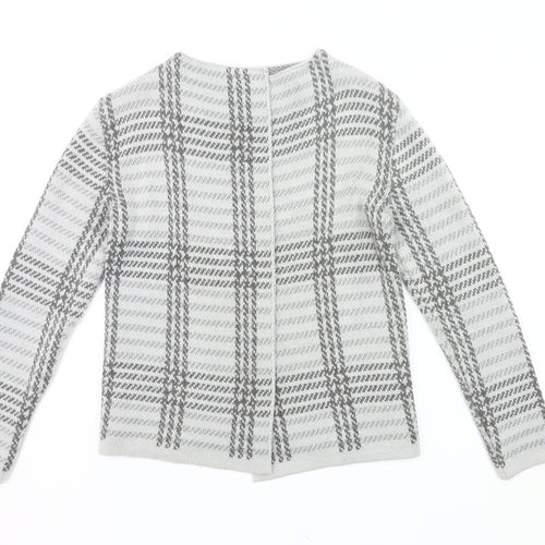 Debenhams Women Grey Checked Cardigan Size 14 Long Sleeve Acrylic
