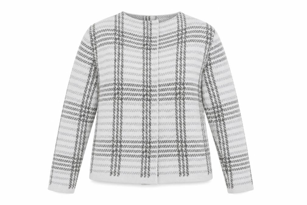 Debenhams Women Grey Checked Cardigan Size 14 Long Sleeve Acrylic