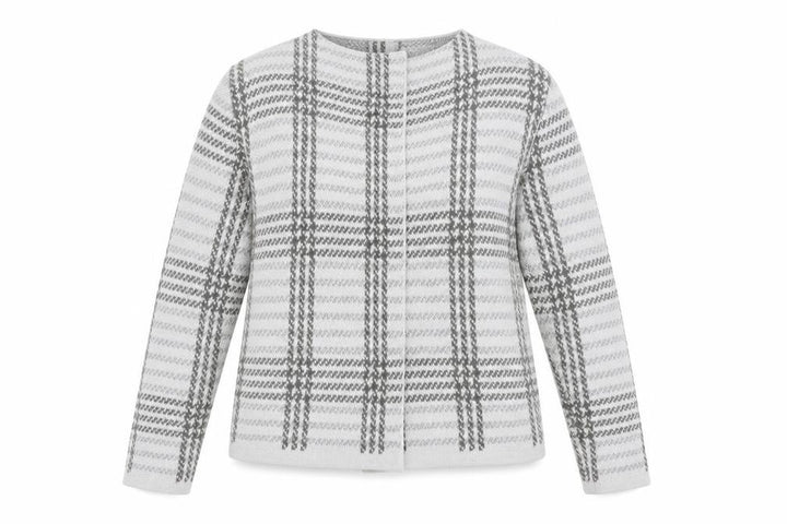 Debenhams Women Grey Checked Cardigan Size 14 Long Sleeve Acrylic