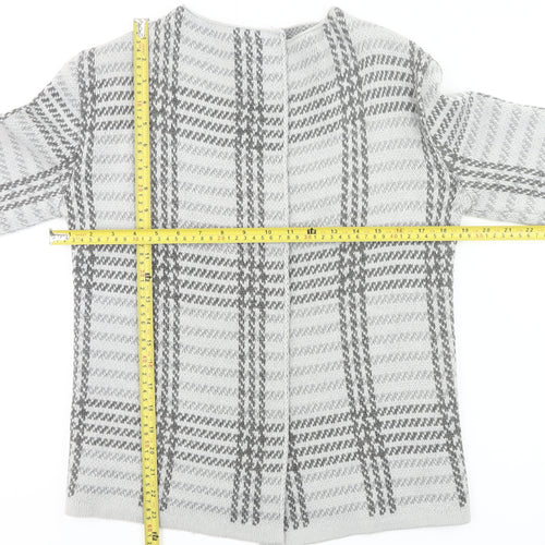 Debenhams Women Grey Checked Cardigan Size 14 Long Sleeve Acrylic