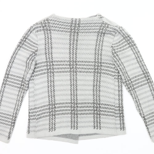 Debenhams Women Grey Checked Cardigan Size 14 Long Sleeve Acrylic