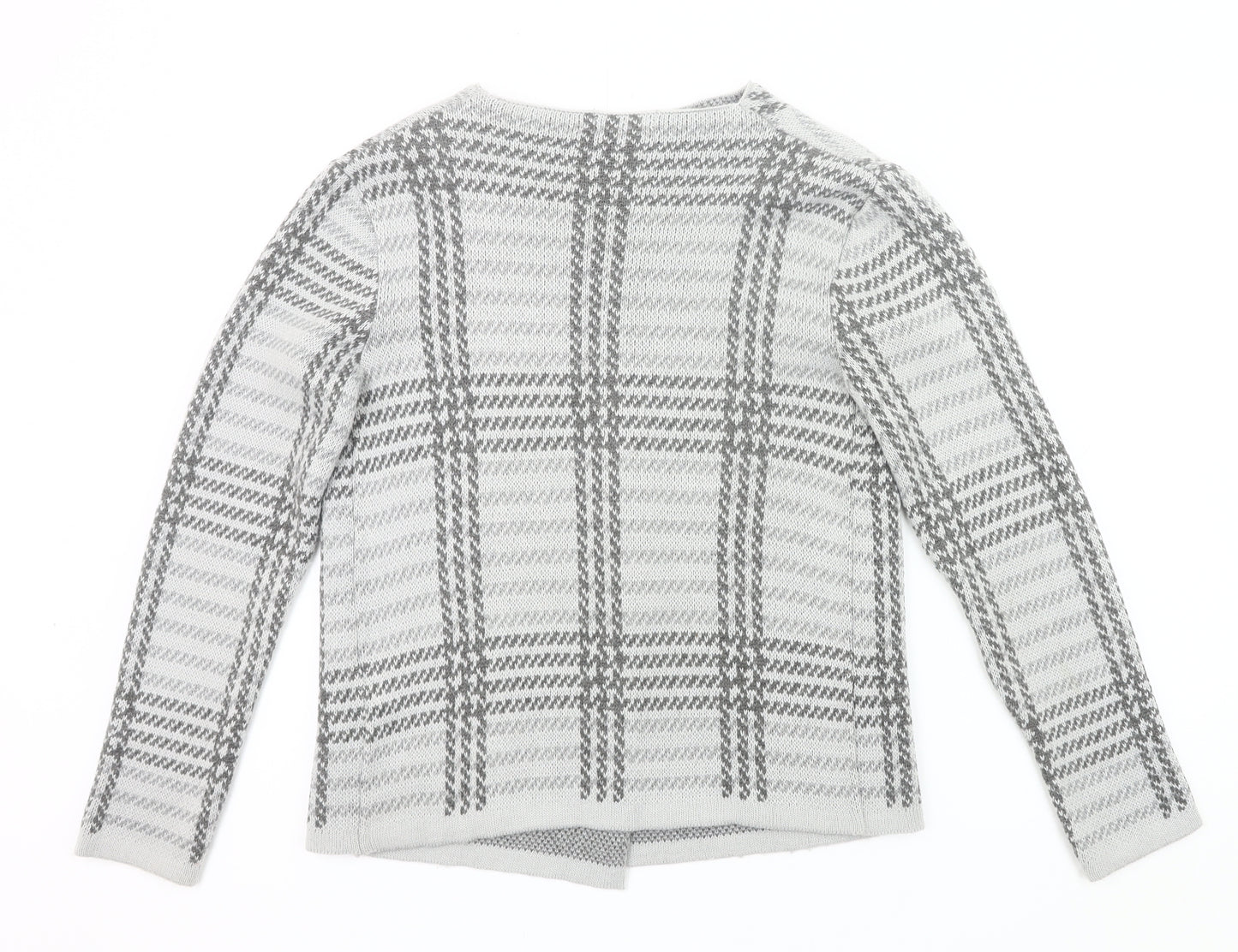 Debenhams Women Grey Checked Cardigan Size 14 Long Sleeve Acrylic