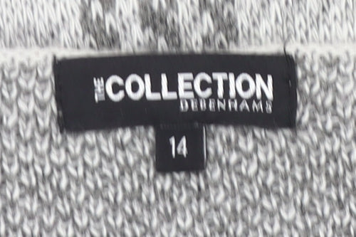 Debenhams Women Grey Checked Cardigan Size 14 Long Sleeve Acrylic