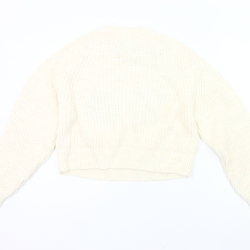 ASOS Design Women’s Ivory Logo Pullover Jumper UK 10 Chunky Knit