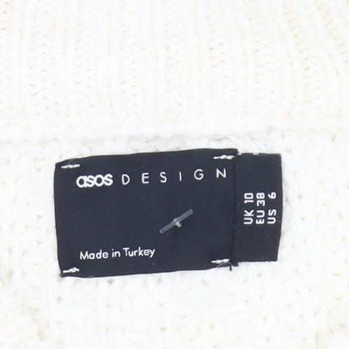 ASOS Design Women’s Ivory Logo Pullover Jumper UK 10 Chunky Knit