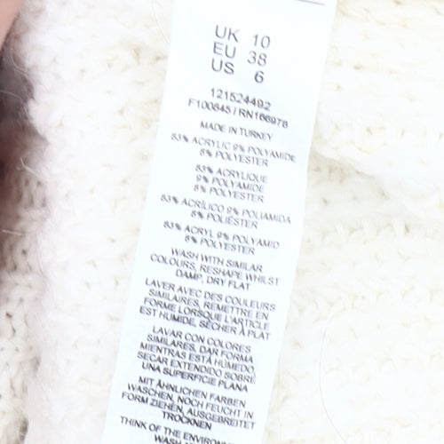 ASOS Design Women’s Ivory Logo Pullover Jumper UK 10 Chunky Knit