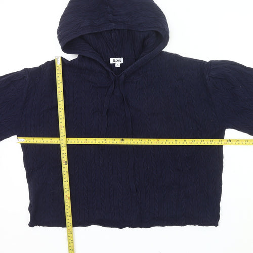 525 Womens Blue Cable Knit Hooded Cardigan Jumper Size M