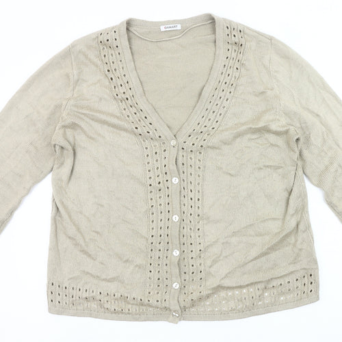 Damart Women’s Beige Cardigan Size 18 V-Neck Button Knit