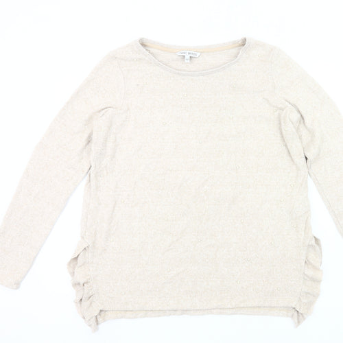Next Petite Women's Beige Pullover Jumper Size 16P Beaded Knit