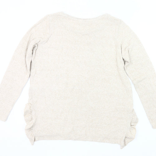 Next Petite Women's Beige Pullover Jumper Size 16P Beaded Knit