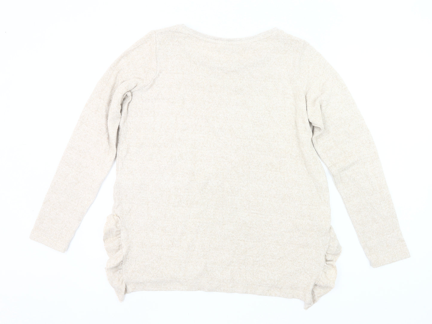 Next Petite Women's Beige Pullover Jumper Size 16P Beaded Knit