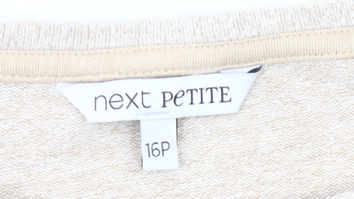 Next Petite Women's Beige Pullover Jumper Size 16P Beaded Knit