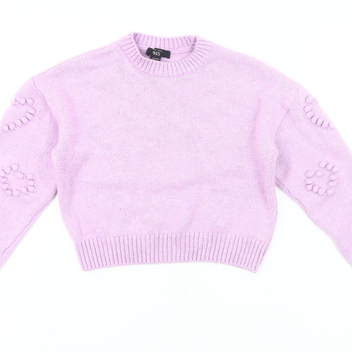 New Look Girls Purple Acrylic Knit Jumper Age 12-13 Pullover Long Sleeve