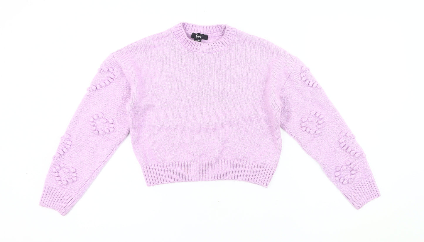 New Look Girls Purple Acrylic Knit Jumper Age 12-13 Pullover Long Sleeve