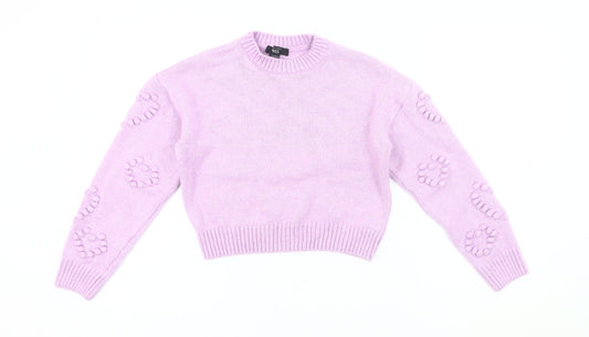 New Look Girls Purple Acrylic Knit Jumper Age 12-13 Pullover Long Sleeve