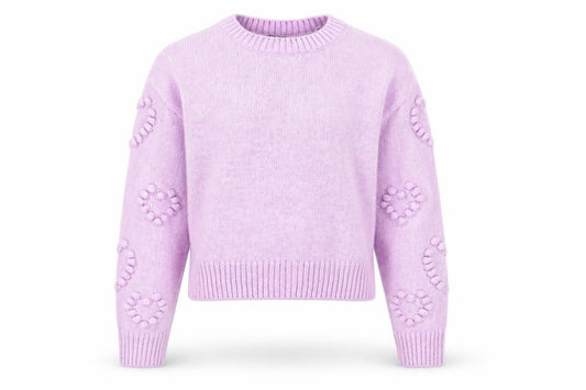 Front view of New Look girls’ purple acrylic knit jumper age 12-13 pullover long sleeve