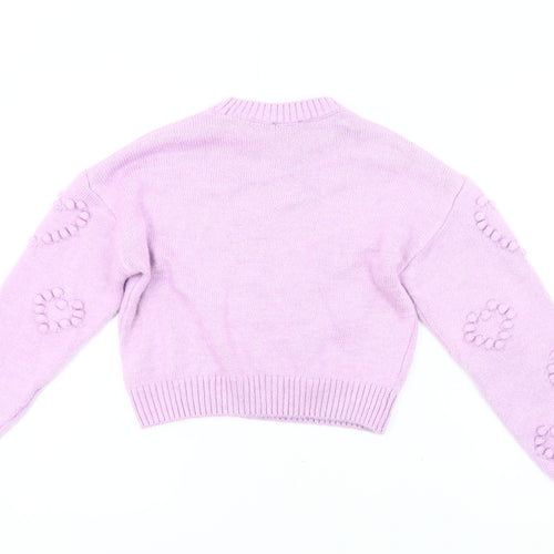 New Look Girls Purple Acrylic Knit Jumper Age 12-13 Pullover Long Sleeve