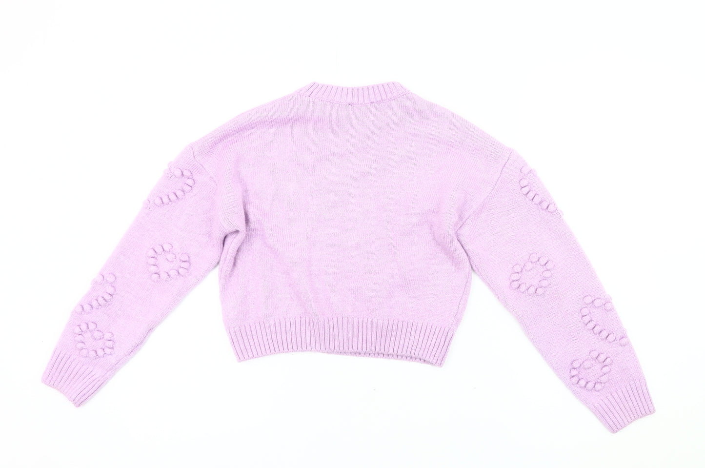 New Look Girls Purple Acrylic Knit Jumper Age 12-13 Pullover Long Sleeve