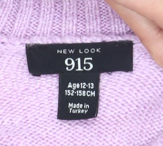 New Look Girls Purple Acrylic Knit Jumper Age 12-13 Pullover Long Sleeve