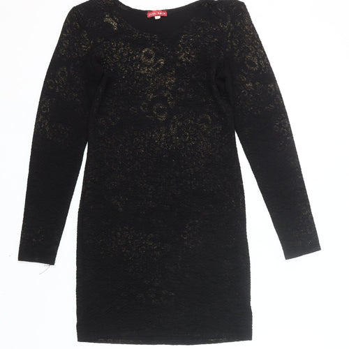 John Zack Women’s Black Lace Bodycon Dress Size 8 Long Sleeve Party