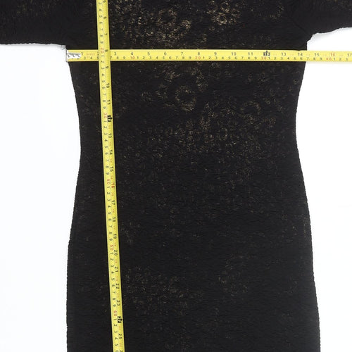 John Zack Women’s Black Lace Bodycon Dress Size 8 Long Sleeve Party