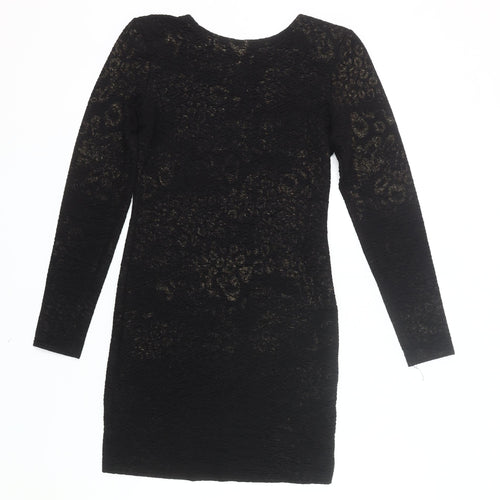 John Zack Women’s Black Lace Bodycon Dress Size 8 Long Sleeve Party