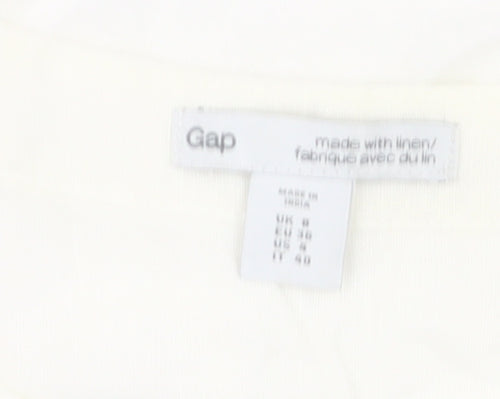 Gap Women’s White Linen Cotton Tunic Blouse Sleeveless UK 6