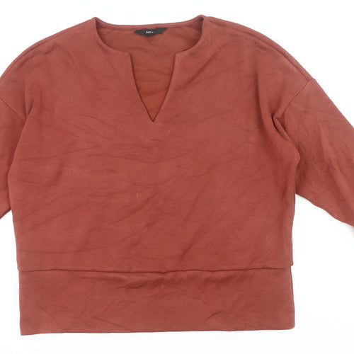 Next Women's Brown V-Neck Long Sleeve Jersey Blouse Size 12