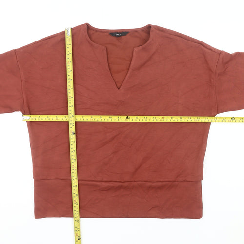 Next Women's Brown V-Neck Long Sleeve Jersey Blouse Size 12