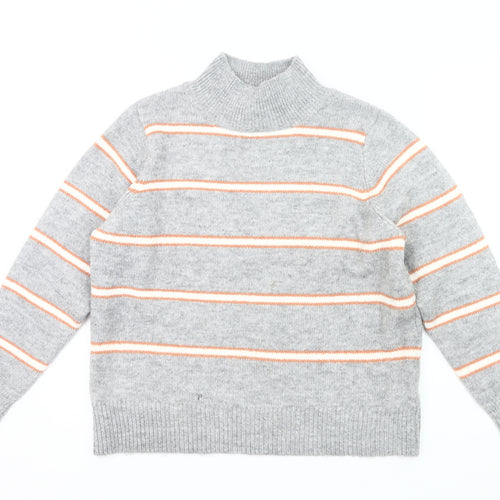 Dorothy Perkins Women’s Grey Striped Mock Neck Jumper Size 12