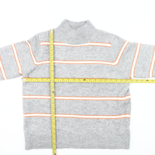 Dorothy Perkins Women’s Grey Striped Mock Neck Jumper Size 12