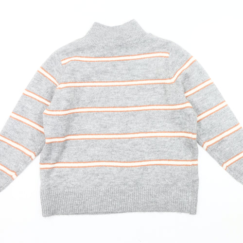 Dorothy Perkins Women’s Grey Striped Mock Neck Jumper Size 12