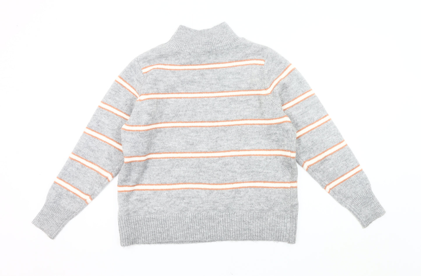 Dorothy Perkins Women’s Grey Striped Mock Neck Jumper Size 12