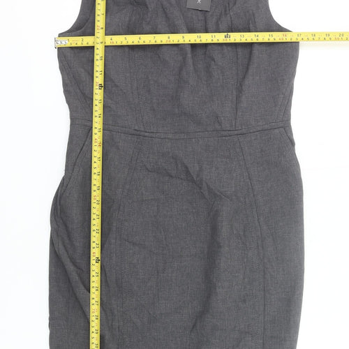 New Look Women Grey Sheath Knee Length Sleeveless Dress UK 12