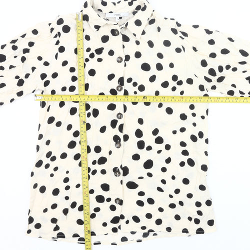 Next Women’s Polka Dot Button-Up Tunic Shirt Black White Size 12