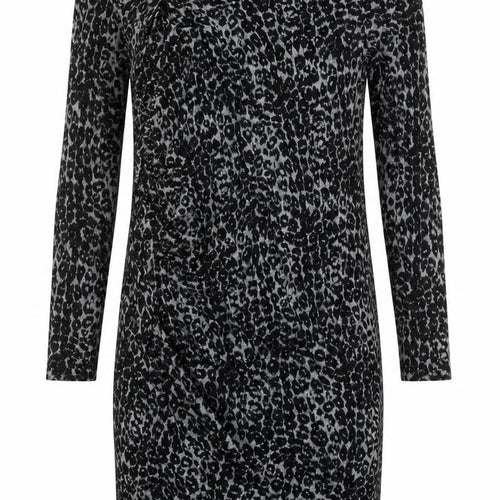 InWear Women’s Black Animal Print Bodycon Dress Size S Long Sleeve