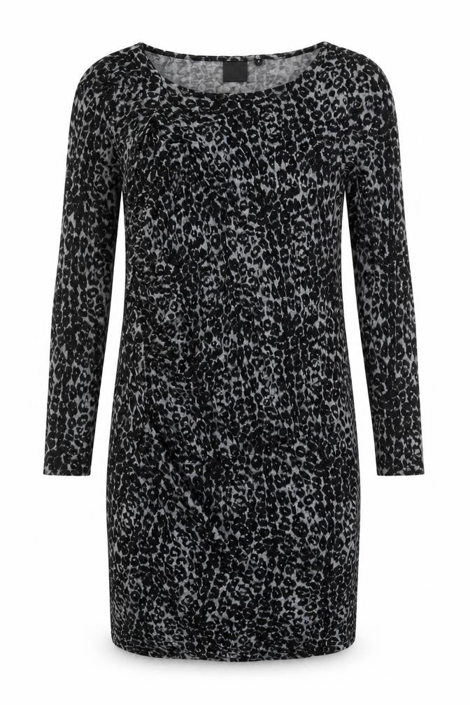 InWear Women’s Black Animal Print Bodycon Dress Size S Long Sleeve