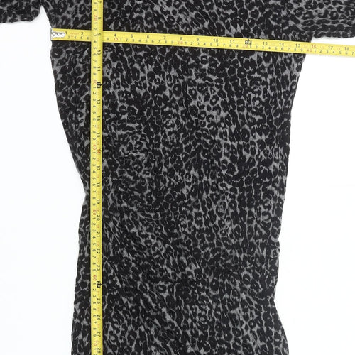 InWear Women’s Black Animal Print Bodycon Dress Size S Long Sleeve