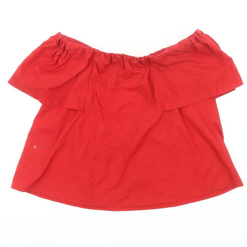 Topshop Women’s Red Off Shoulder Blouse UK 6 Summer Casual