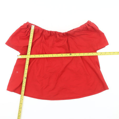 Topshop Women’s Red Off Shoulder Blouse UK 6 Summer Casual