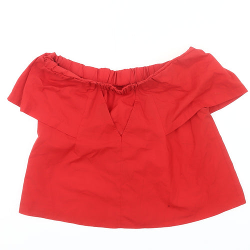 Topshop Women’s Red Off Shoulder Blouse UK 6 Summer Casual